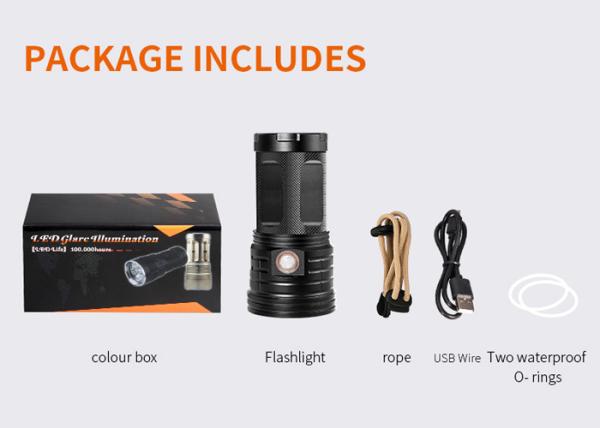 IPX5 Ultra Bright LED Flashlight Handheld Worklight 300m-500m Distance 3.7V