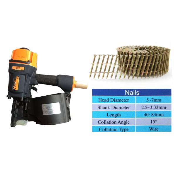 Strong Capacity 3.37kg CN70 Pneumatic Coil Nailer for Pallet and Performance