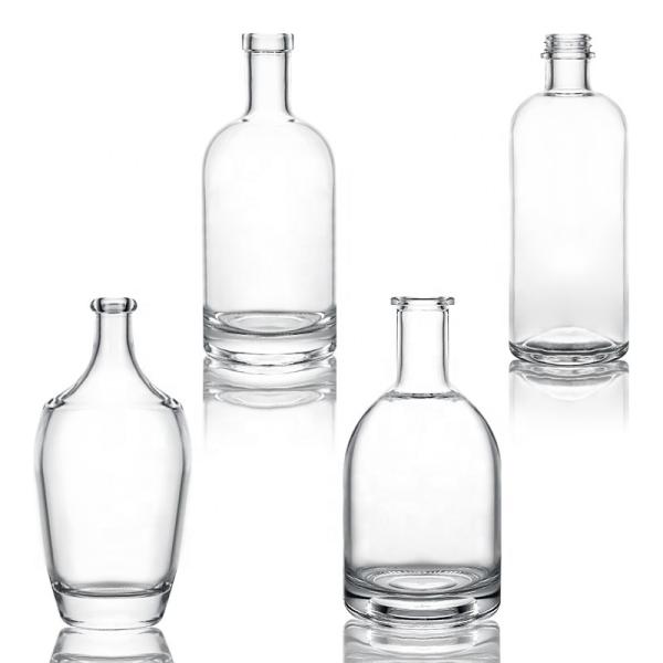Round Empty Flint 375ml 500ml 750ml 1000ml Liquor Vodka Tequila Whiskey Bottle with Screw Cap
