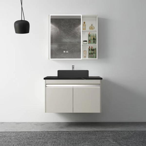 Aluminum Modern Bathroom Floating Vanity Set with Customized Size Washbasin Cabinet