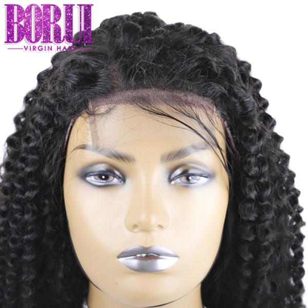 Cabelo humano indiano, peruca encaracolado perverso feita sob encomenda do fechamento do laço com densidade do cabelo 250% do bebê