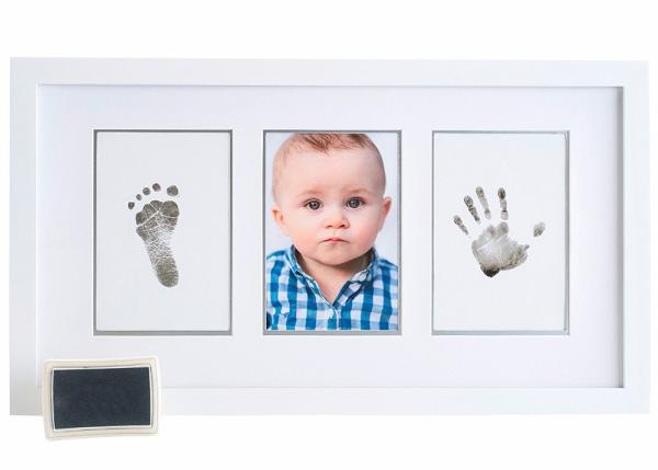 Customize Wood Baby Hand And Footprint Photo Frame With Safe Clean Touch Ink Pad