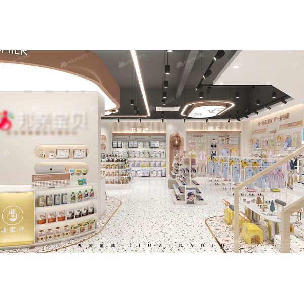 BBC002 Fashion-forward baby diaper rack display Luxury Shop Showcase Baby Store Design shelves for baby shop