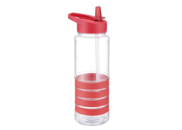 Silicon Band Plastic Straw Sports Water Bottle 750ml Capacity Impact Resistant