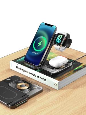Compact Size 3 In 1 Wireless Charger Station / Pad W/ Type C Cable