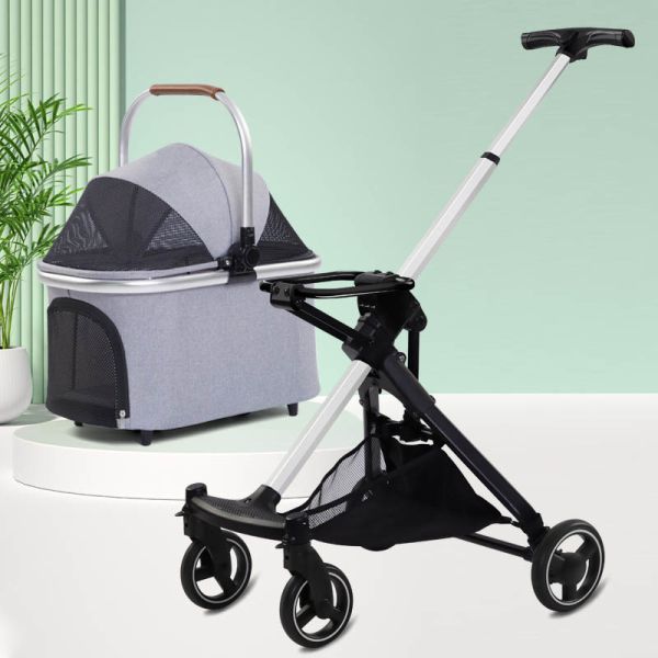 Wholesale  Durable  Pet Stroller Foldable Lightweight 4-Wheel Safe Detachable OEM Dog Cat Travel Stroller