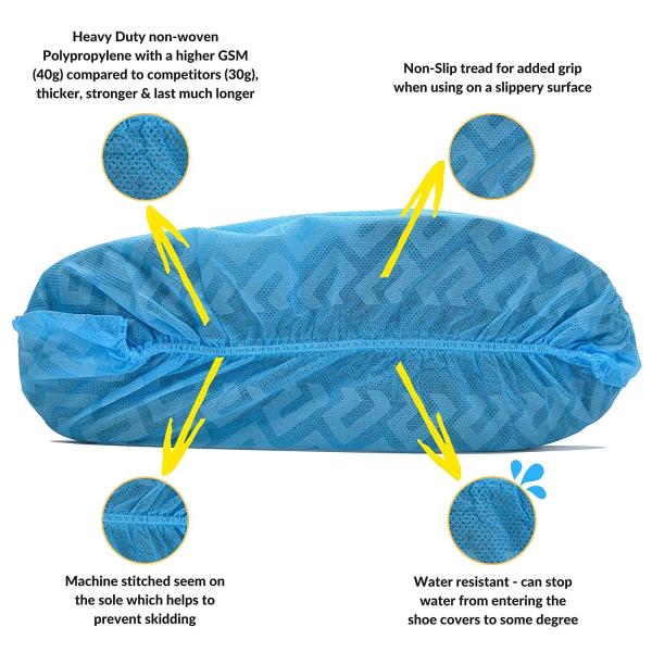 S&J Premium Shoe Covers Plastic PP PE Anti-slip Waterproof Disposable Non woven Safety Shoes Protector Cover