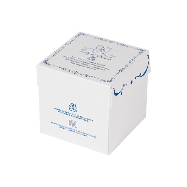 White Recyclable Cake Box with Blue Bow for Bakery Display