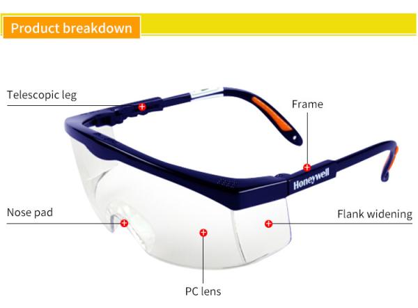 38g Dustproof Industrial Safety Medical Goggles Clear PC Protective For Gas Cutting