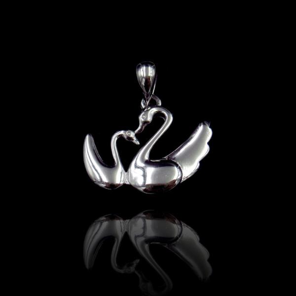 Projeto elegante da cisne dos pares de prata lisos puros do pendente para o casamento nupcial