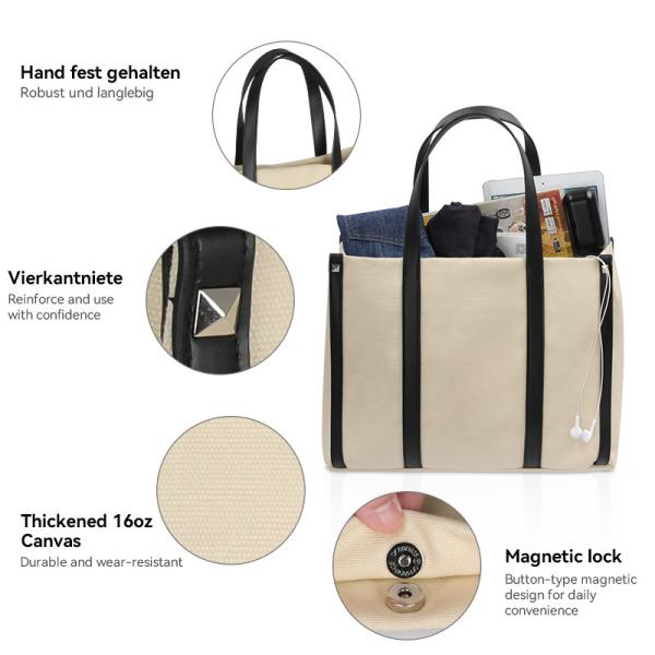 Big Size Canvas Eco Friendly Shopping Bags Short Handles Shoulder Tote 15x5x12