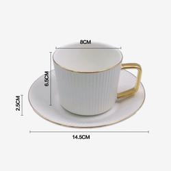European Style Striped Ceramic Coffee Cup Afternoon Tea Set With Spoon And Saucer ceramic coffee tea cups saucers set