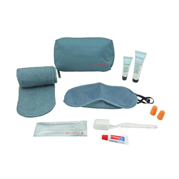 Steel Gray Cosmetic Travel Kit For Plane , Travel Amenities Kit With Microfiber