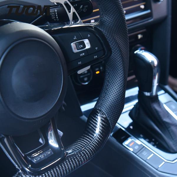 Black Carbon Fiber Leather Steering Wheel Volkswagen Golf GTI R R - Line GTS