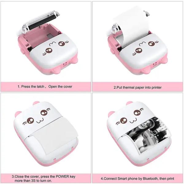 Printer Portable Bluetooth 4.0 Printer Photo Thermal Printer Phone Wireless Connection Printer 1200mAh Battery