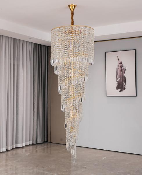 Long Hign ceiling Crystal Chandelier For Hall Project Staircase Stairwell Chandelier(WH-CY-202)