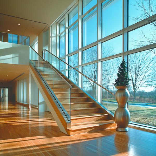 Manches compactes en acier inoxydable 316 avec accents cristallins pour balustrades en verre