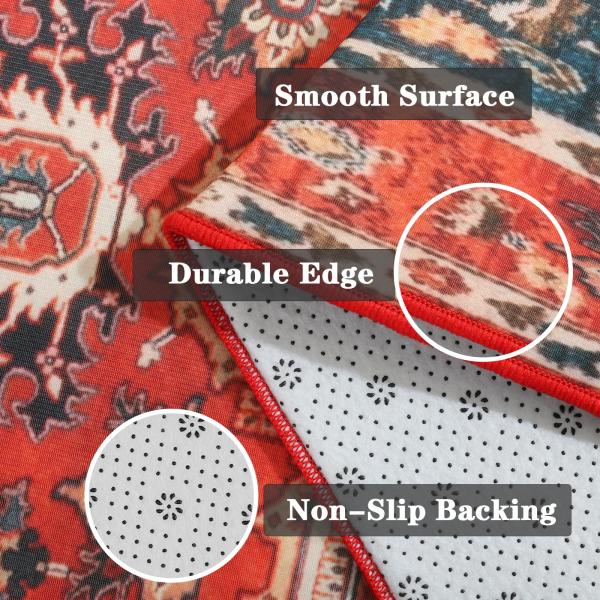 Alfombra de dormitorio de estilo bohemio con impresión floral con función no derramadora y cuidado fácil