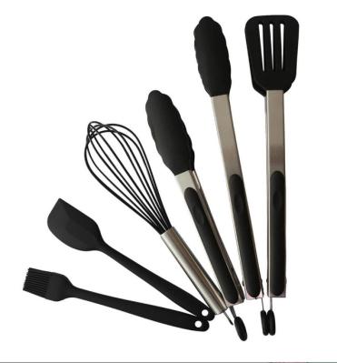 o utensílio da cozinha 6pcs ajustou a Não-vara livre superior do silicone BPA de aço inoxidável