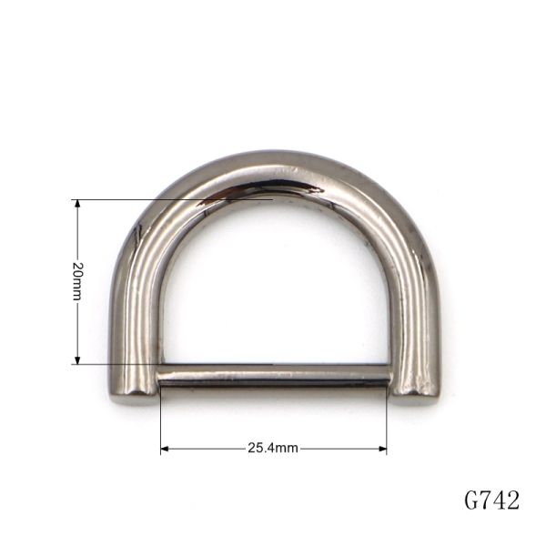 Gunmetal Nickel Plated D Rings Flat Bag D Rings 25mm For Handbag , Purse