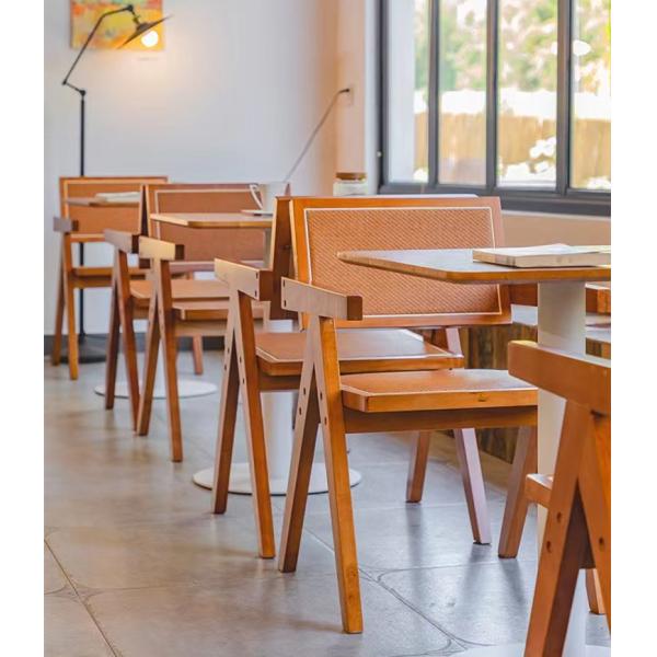 Restaurant Coffee Shop Bistro Commercial Furniture Ash Solid Wooden Dining Set