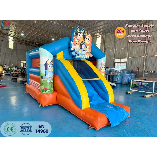 Commercial Bluey Themed Inflatable Bounce House with Slide Kids Party Bouncy Castle