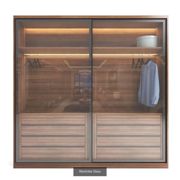 60cm Wooden Sliding Door Double Wardrobe With Drawers Metal Instruction Bedroom