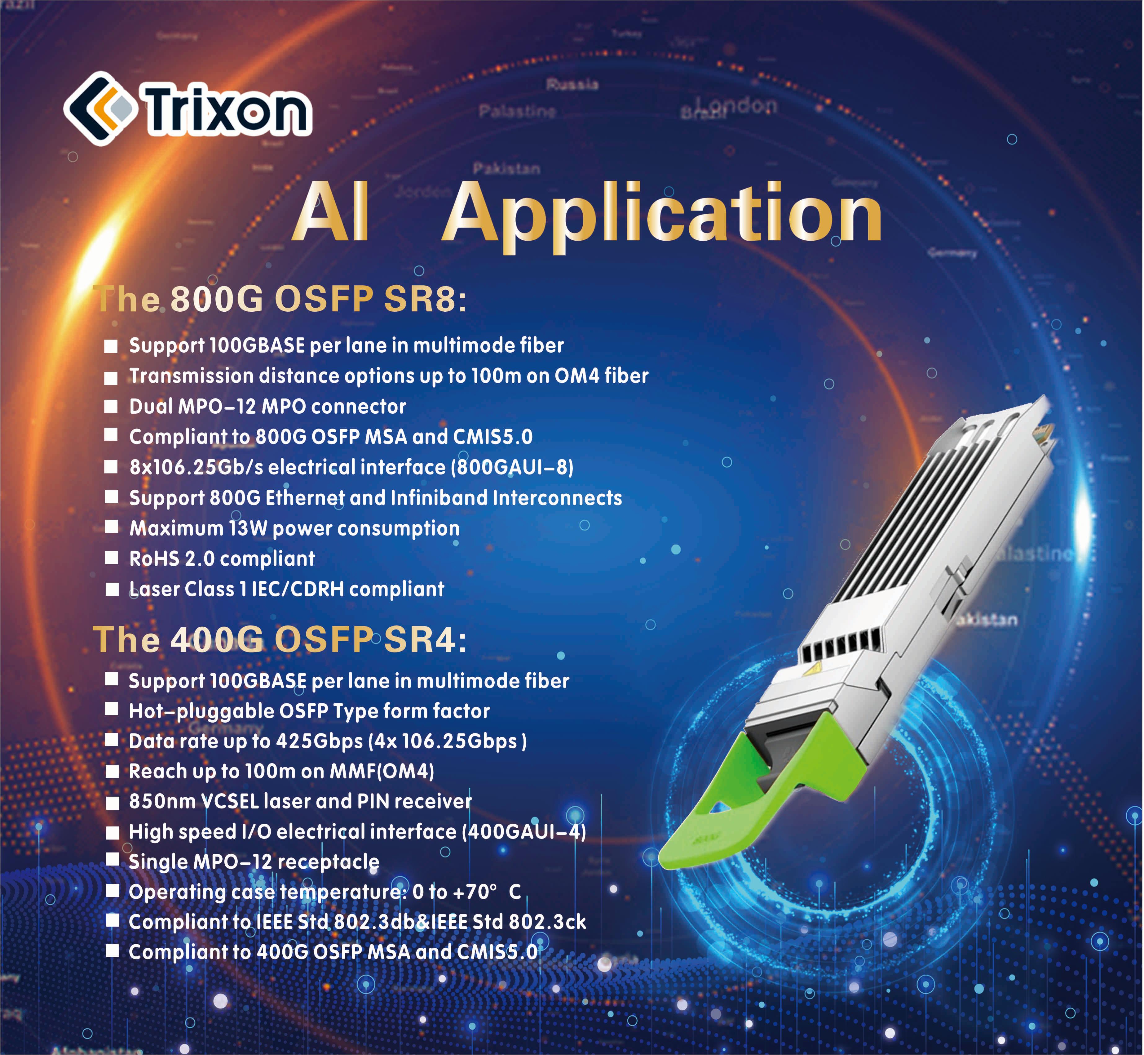 106.25Gbps OSFP 400G Передатчик 400gbase SR4 850nm VCSEL TOS-QGM1-85DCR