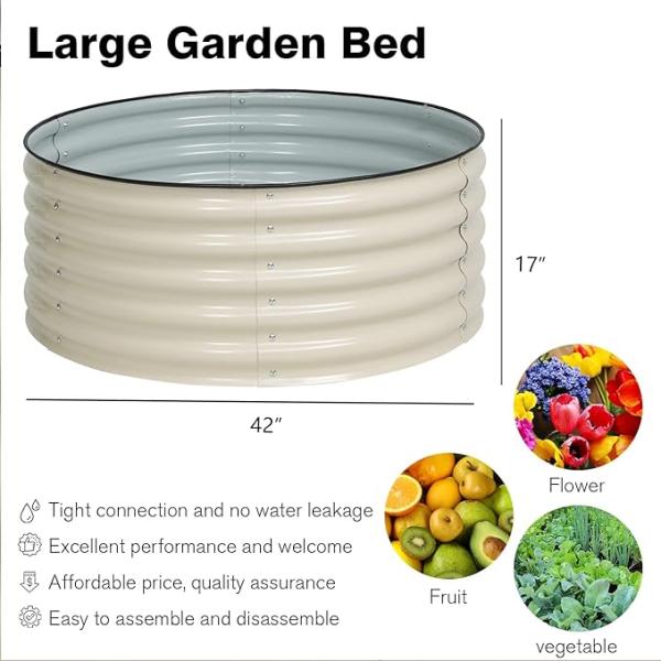 3.5*1.4Ft Galvanized Round Raised Garden Beds For Flower Ruggedized