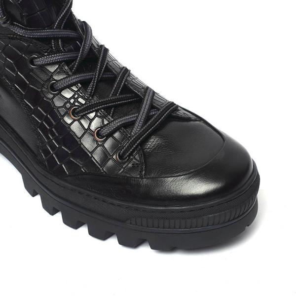 Cow Leather Upper Black Mens Leather Casual Boots