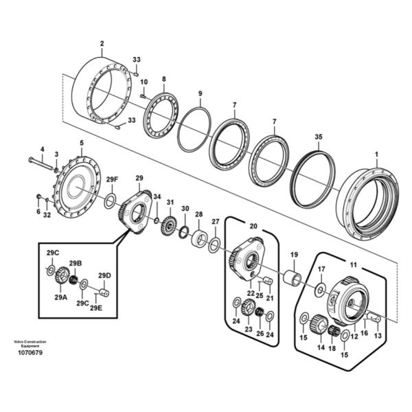 VOE14566416 VOE14530502 VOE14622913 VOE14511979 VOE14599932 Excavator Final Drive Parts Fit EC240C EC290 EC300 EC340 EC3