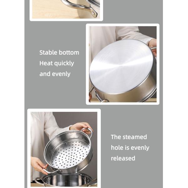 Factory 28 CM Steamer Pot Stainless Steel Dumplings Seafood Rice Cooking Food Steamer Pot For Sale