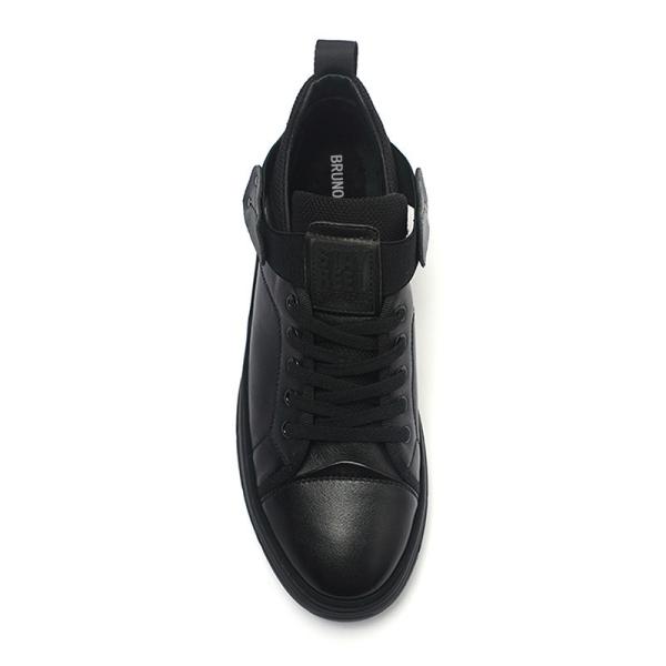 Fashionable Black Lace Up Mens Genuine Leather Sneakers