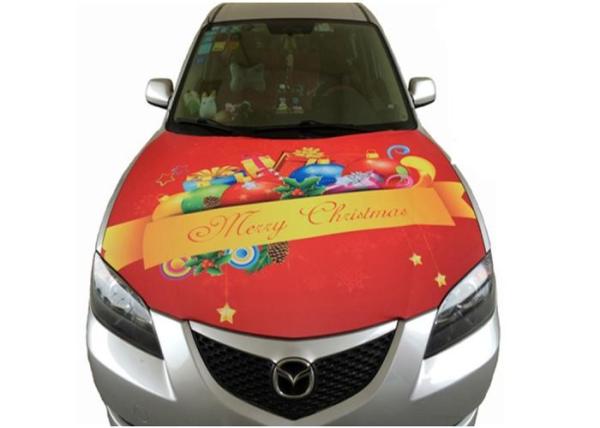 Merry Christmas Theme Car Hood Covers Digital Colorful Printing Car Hood Flags