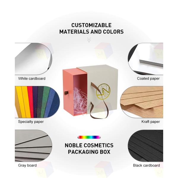 Handmade Sliding Drawer Custom Foil Logo Paper Hard Cardboard Gift Packaging Box With Ribbon Handle