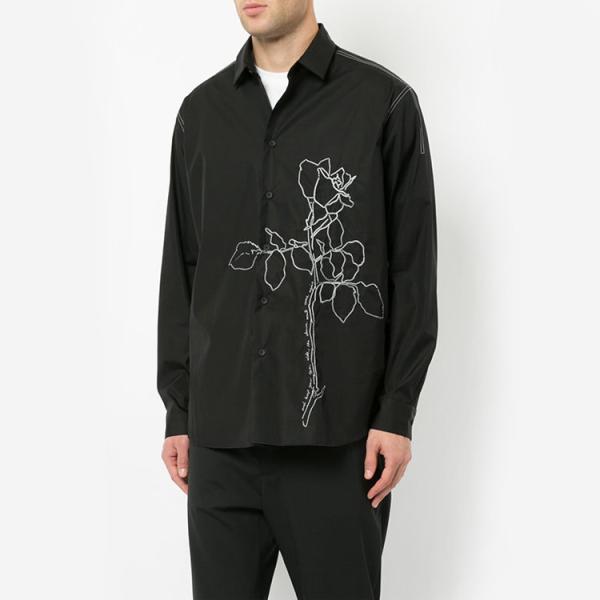 Black Color Mens Fashion Casual Shirts Long Sleeve Slim Fit Breathable