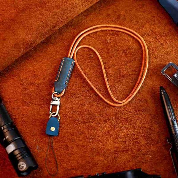 OEM Universal Phone Lanyard Strap Adjustable Leather Neck Phone Strap With Patch Metal