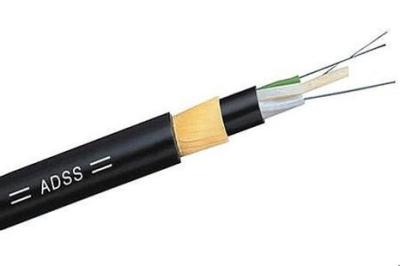 12 cores ADSS optical  fiber cable  non-metal Black Outer Sheath Easy Installation for power telecommunication