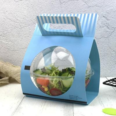 Salad Bowl with Lid Paper Card Dimension 13.5* 5.3 6.5 cm Convenient and Eco-Friendly