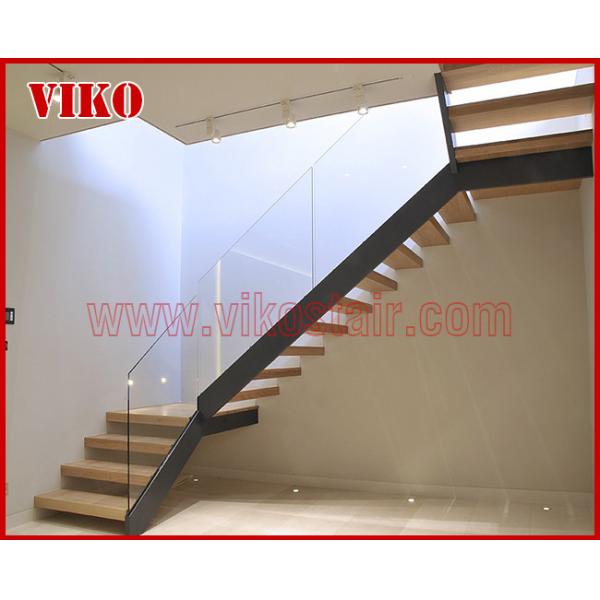 Double Steel Plate Staircase VK50S  Tempered GlassLED Light strip, Stringer: 5mm+5mm(Thickness), Dia 6mm Steel Cable