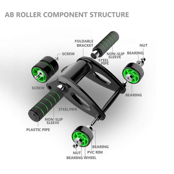 ABS Steel Foam Home Fitness Equipment ,  AB Wheel Roller Kit with Resistance Band Knee Pad
