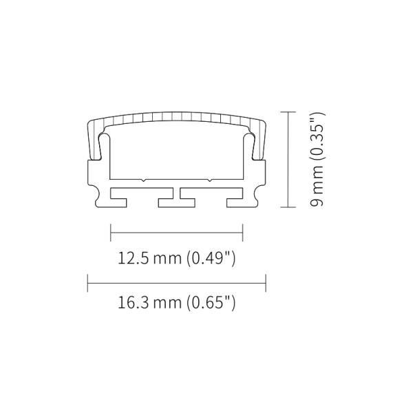 Silver Surface IP20 LED Strip Aluminium Profile Mounting Black Diffuse