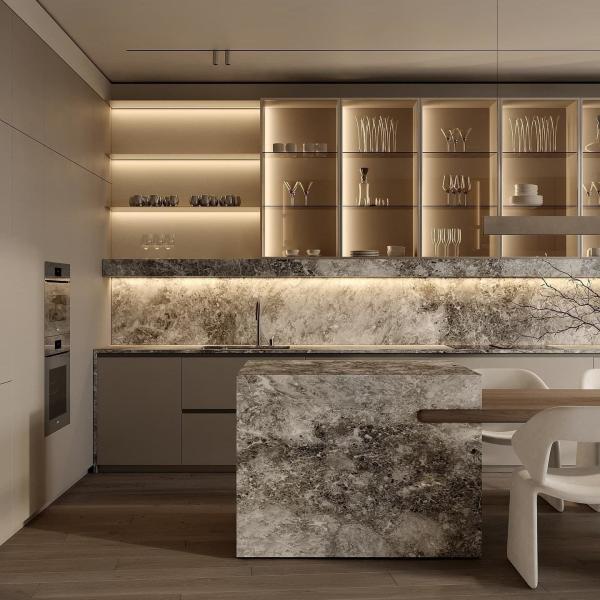 Armoire de cuisine australienne en bois modulaire en mélamine en bois de luxe Armoires de cuisine modernes pour villa