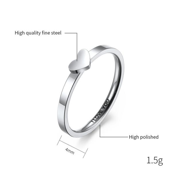 Wedding Party Gold Plated Stainless Steel Heart Ring Valentine'S Day Ring Custom