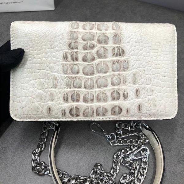 Authentic Crocodile Skin Women White Flap Bag Genuine Alligator Leather Lady Small Purse Female Single Shoulder Bag