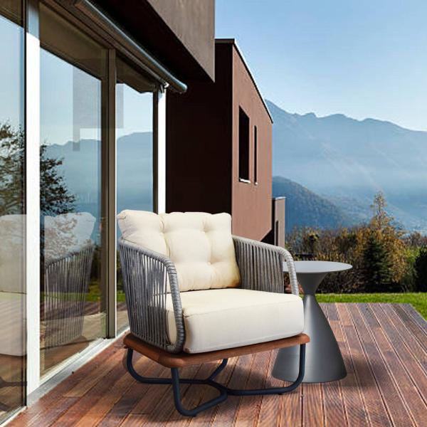 Commercial Outdoor Furniture Garden Sofa Set with Solid Teak Wood and Aluminum Frame