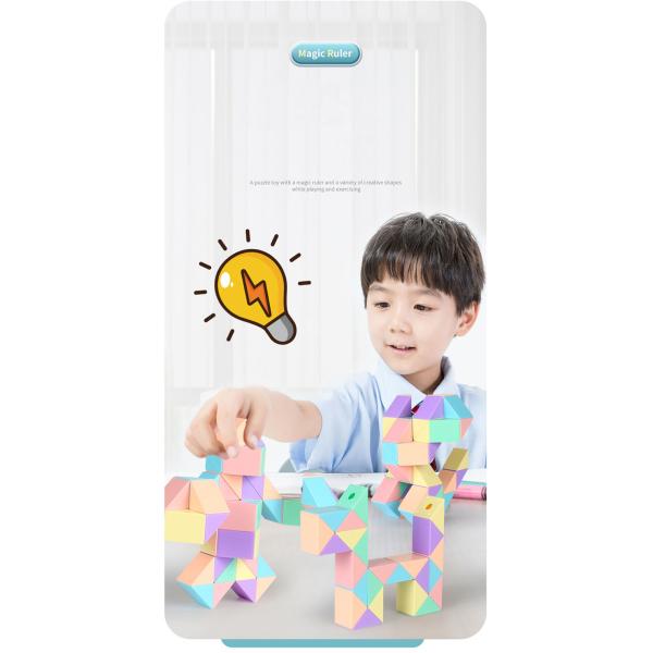 Customized ABS Macaron Magic Ruler Folding Puzzle Toys for Children's Development