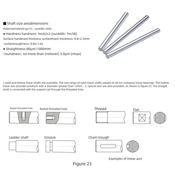 Smooth Stainless Steel Shaft 20mm Diameter Tapped Linear Motion Shaft