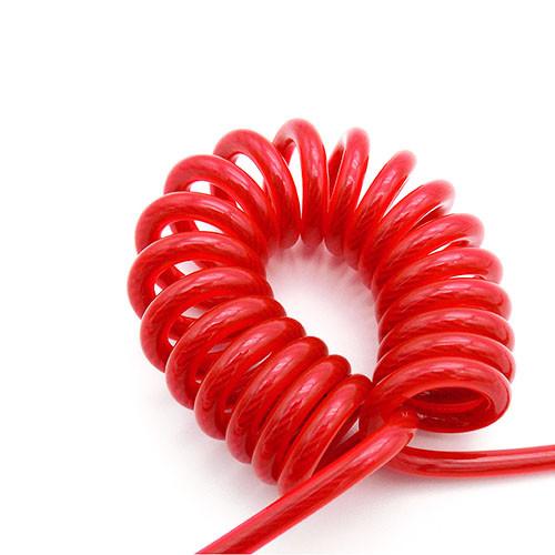 Red PU Spring Lanyard Rope Custom Different Size Steel Wire Inside or Without