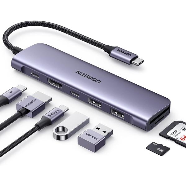 4K HDMI Network Device 1071 USB C Hub For Laptop 7 In 1 USB C Dongle